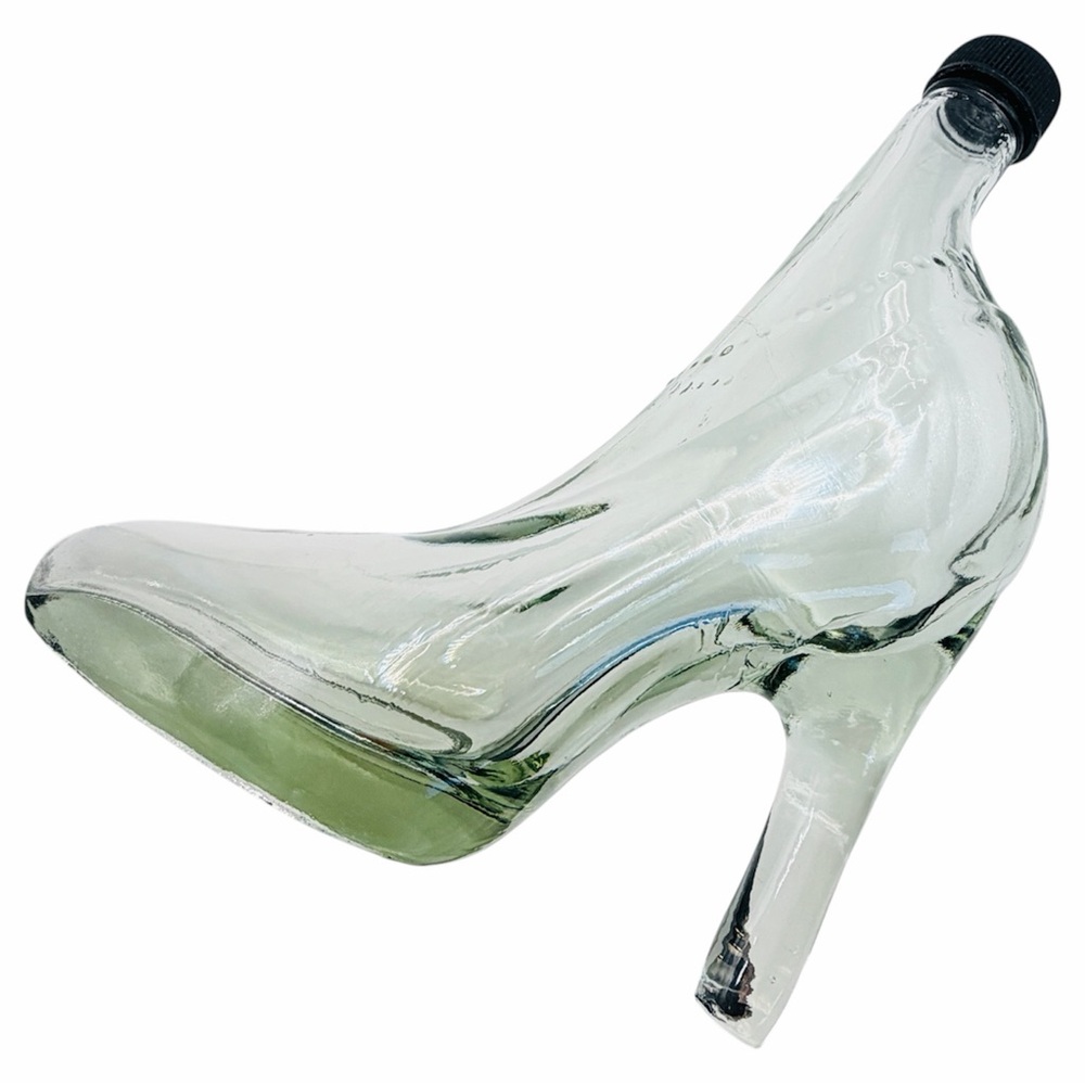 Clear Glass Bott High Heel Pump Cinderella Dopamine Maximalist Decanter Barware